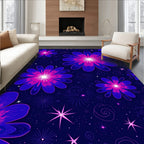 Cosmic Blue Pink Floral Swirl Rug