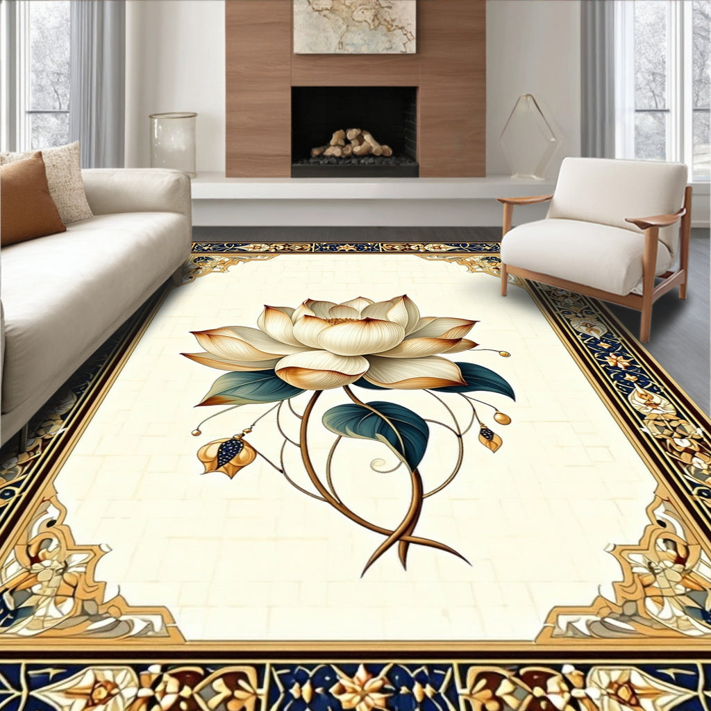 Ornate Floral Lotus Design Rug