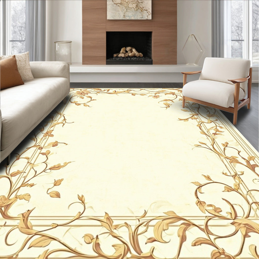 Classical Floral Vine Border Design Rug