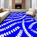 Abstract White Lines Blue Background Rug