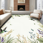Hummingbirds and 2 Floral Watercolor Art Rug