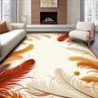 Warm Feather Patterned Organic Design Rug