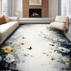 Whimsical Floral Butterfly Garden Design Rug
