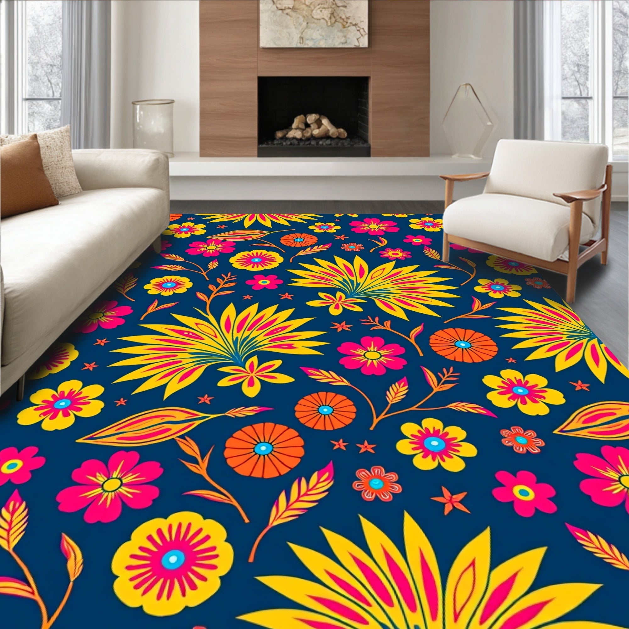 Vibrant Floral Pattern Rug