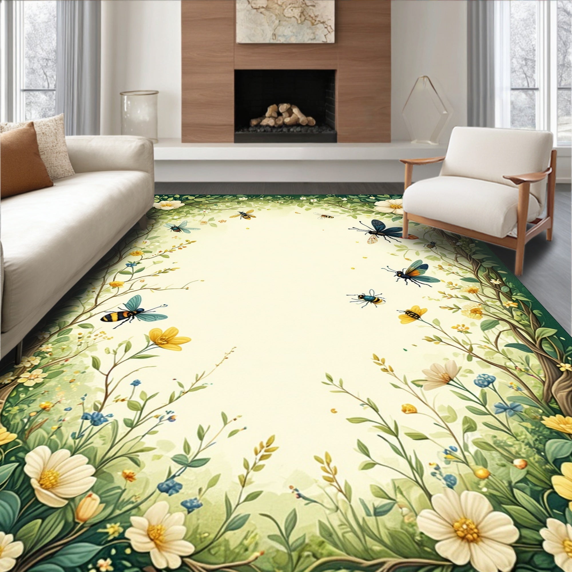 Whimsical Garden Life Fantasy Design Rug