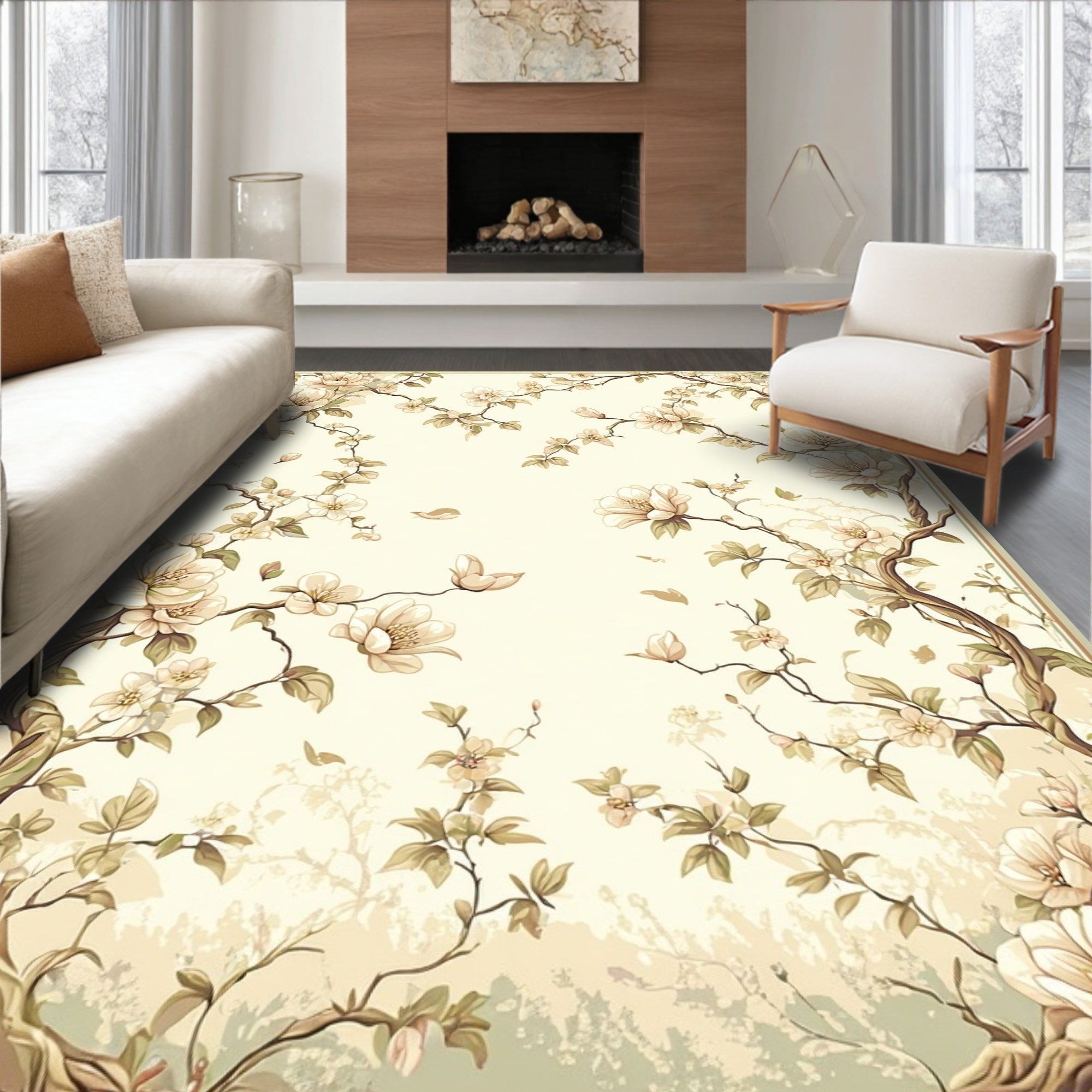 Vintage Floral Tree Branches Rug