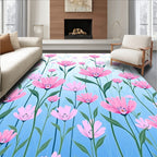 Pink Open Petal Floral Garden Gradient Rug