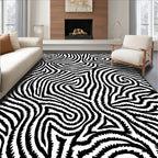 Bold Black White Abstract Pattern Rug
