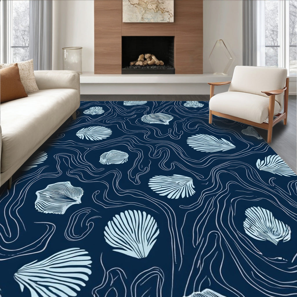 Seashell Wavy Line Pattern Design Rug