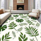 Green Topical Leaf Pattern Rug