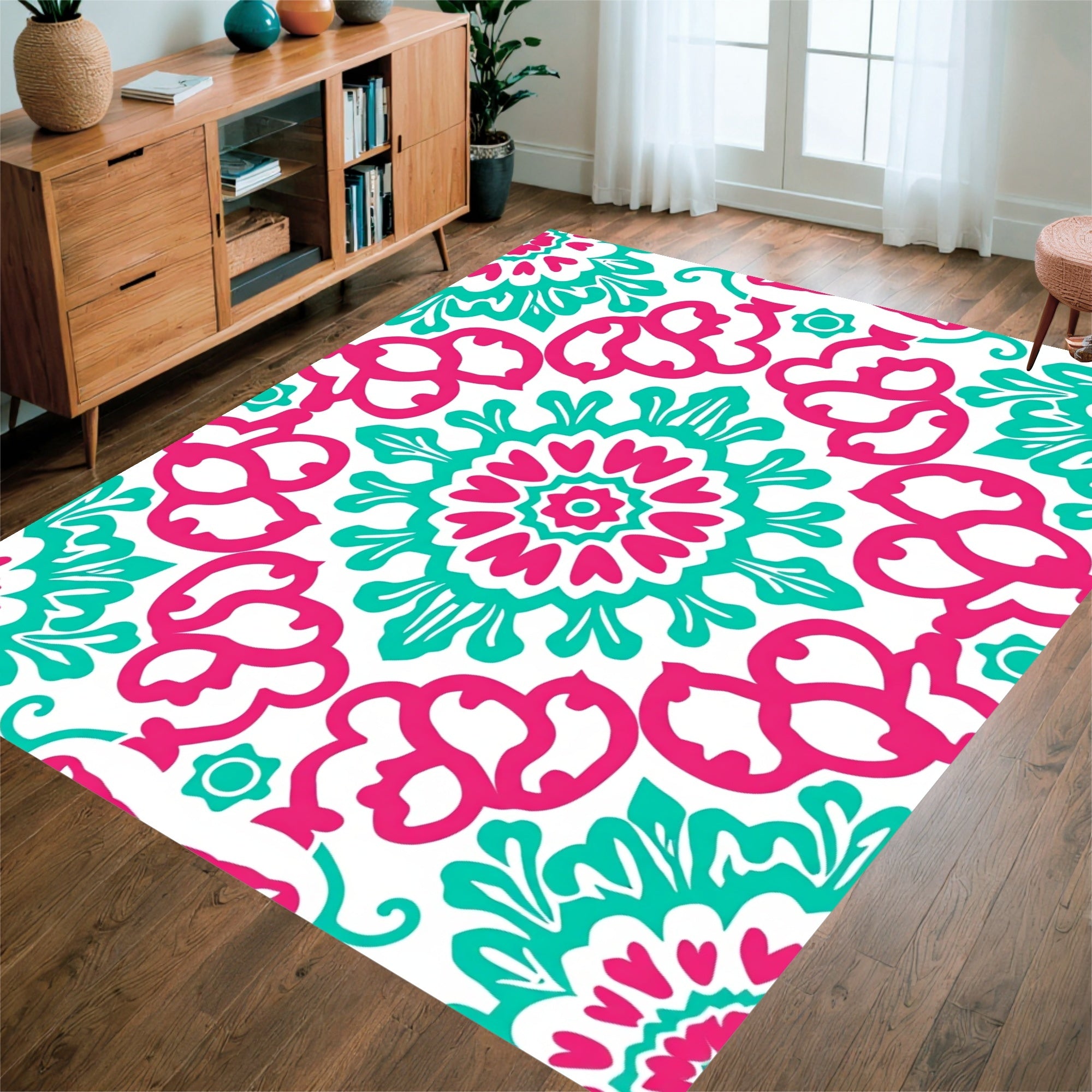 Vibrant Mandala Floral Pattern Rug