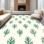 Simple Green Leaf Pattern Rug