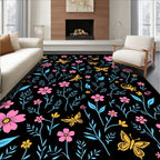 Whimsical Butterflies Floral Pattern Rug