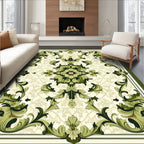 Lush Green Baroque Floral Pattern Rug