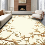 Elegant Beige Floral Vine Design Rug