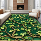 Green Vine And Leaf Patterned Rug