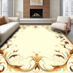 Ornate Golden Floral Vine Design Rug