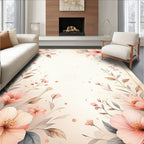 Soft Pink Floral Botanical Garden Rug