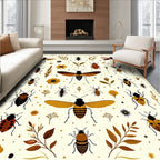 Whimsical Insects Botanical Pattern Rug
