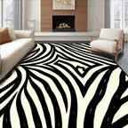 Bold Organic Black White Stripes Rug