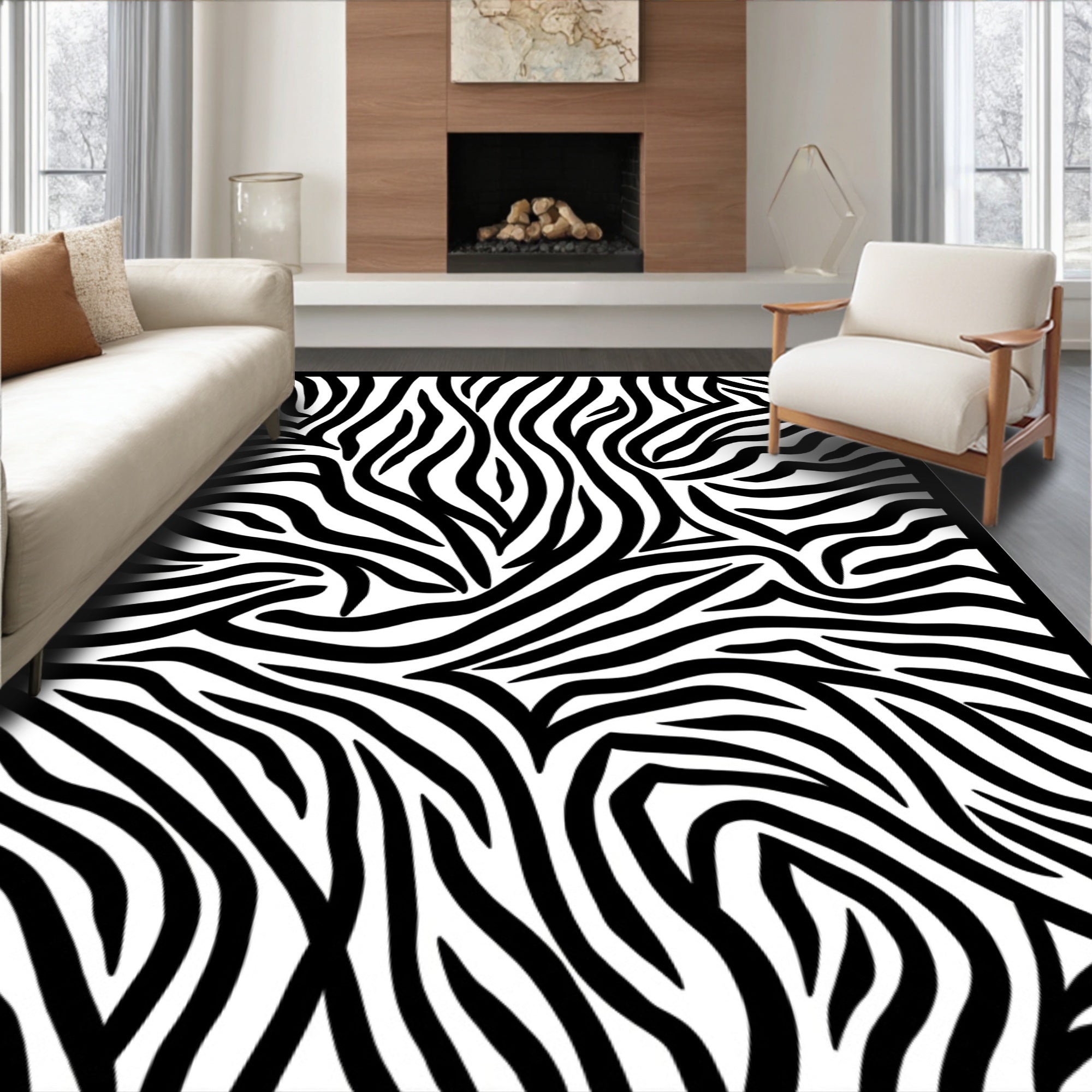 Wild Zebra Stripe Pattern Rug