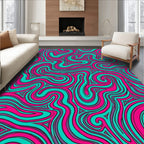 Abstract Swirls Pink Teal Pattern Rug
