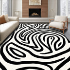 Bold Black and White Abstract Zebra Rug