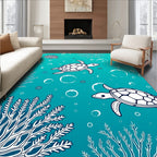 Sea Turtle Coral Reef Illustration Rug