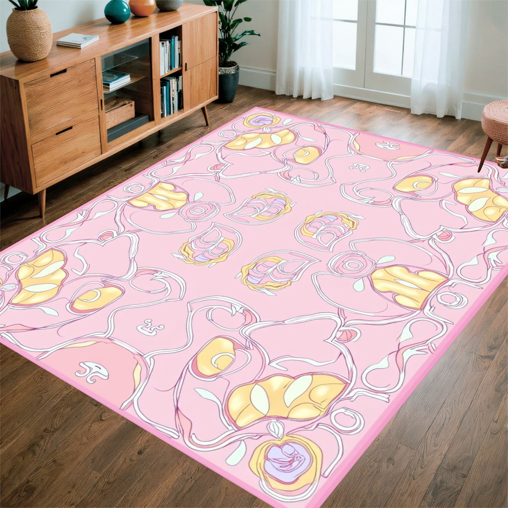 Art Nouveau Swirls and Floral Pattern Rug