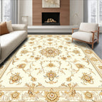 Ornate Floral Scrollwork Cream Rug