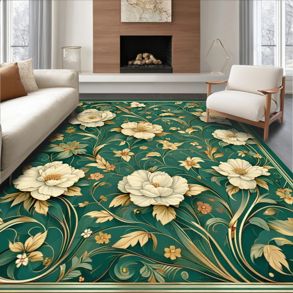 Elegant Floral Vine Garden Rug