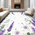 Lavender Daisy Floral Whimsical Rug