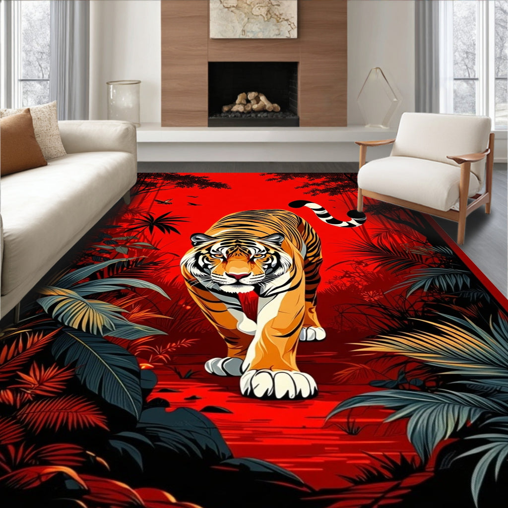 Vibrant Tiger Jungle Walk Rug