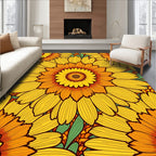 Bold Floral Patterned Yellow Orange Rug