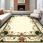Ornate Floral Scrollwork Frame Design Rug