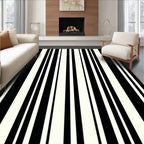 Bold Black White Stripe Pattern Rug