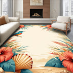 Tropical Bird Hibiscus Floral Design Rug