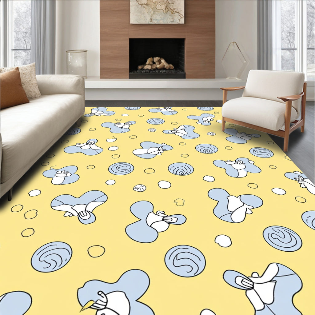 Blue Floral Abstract Pattern Rug
