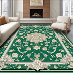 Elegant Green Floral Medallion Design Rug