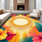 Vibrant Tropical Sun Floral Burst Rug