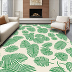 Tropical Leaf Patterned Green Rug