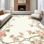 Soft Pink Floral Vine Pattern Rug