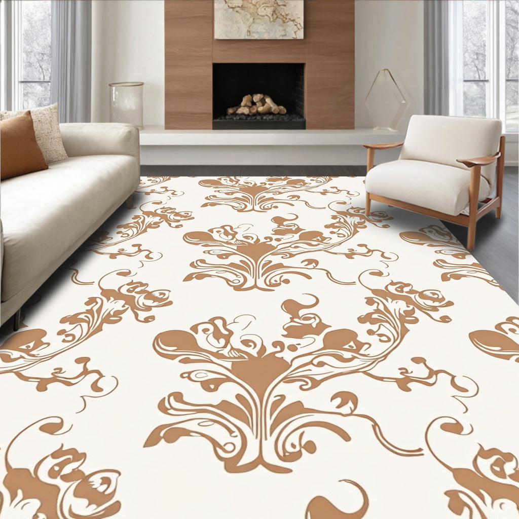 Bronze Floral Scroll Pattern Rug