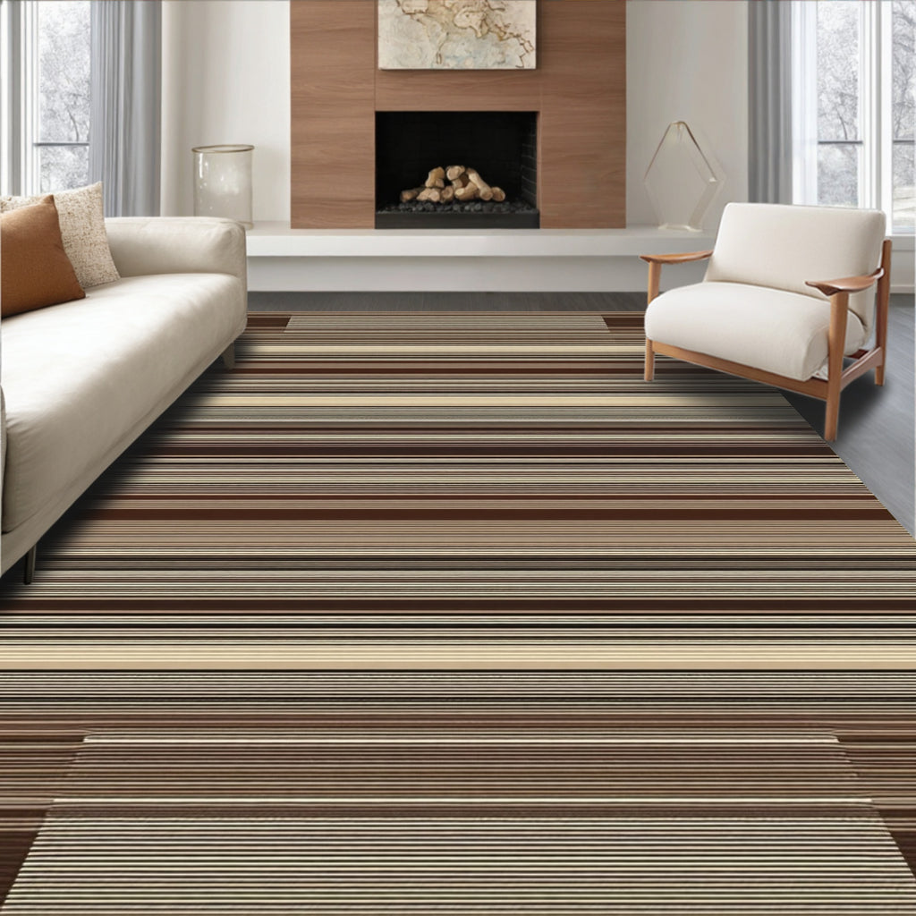 Earthy Tones Horizontal Stripe Design Rug