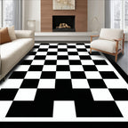 Black White Classic Checkerboard Pattern Rug