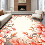 Coral Pink Floral Vine Pattern Rug