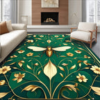 Gold Bee Floral Art Deco Rug