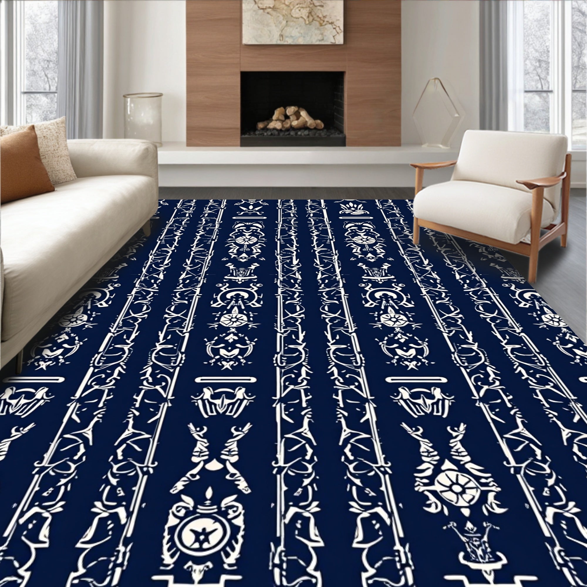 Ancient Style Stylized Nature Pattern Rug