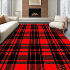 Classic Red Black Plaid Checks Rug