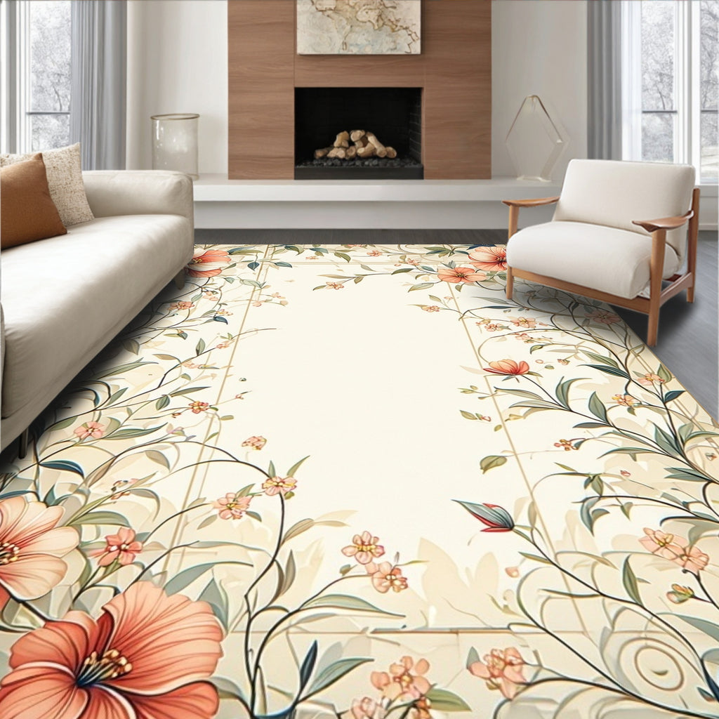 Vintage Floral Vine and Blossom Rug